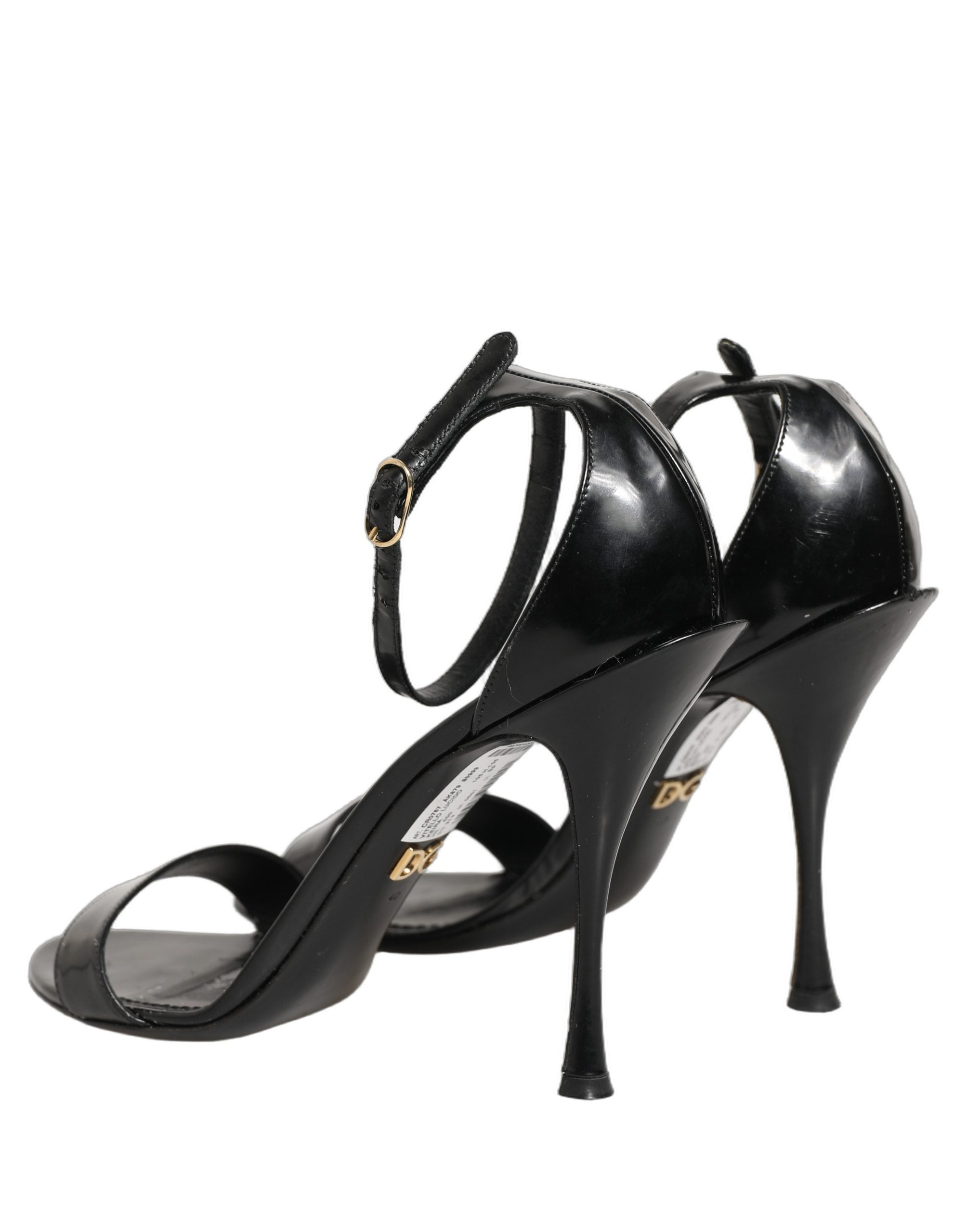 Dolce & Gabbana Black Leather Ankle Strap Heels Sandals Women's Shoes (Pre-Owned)