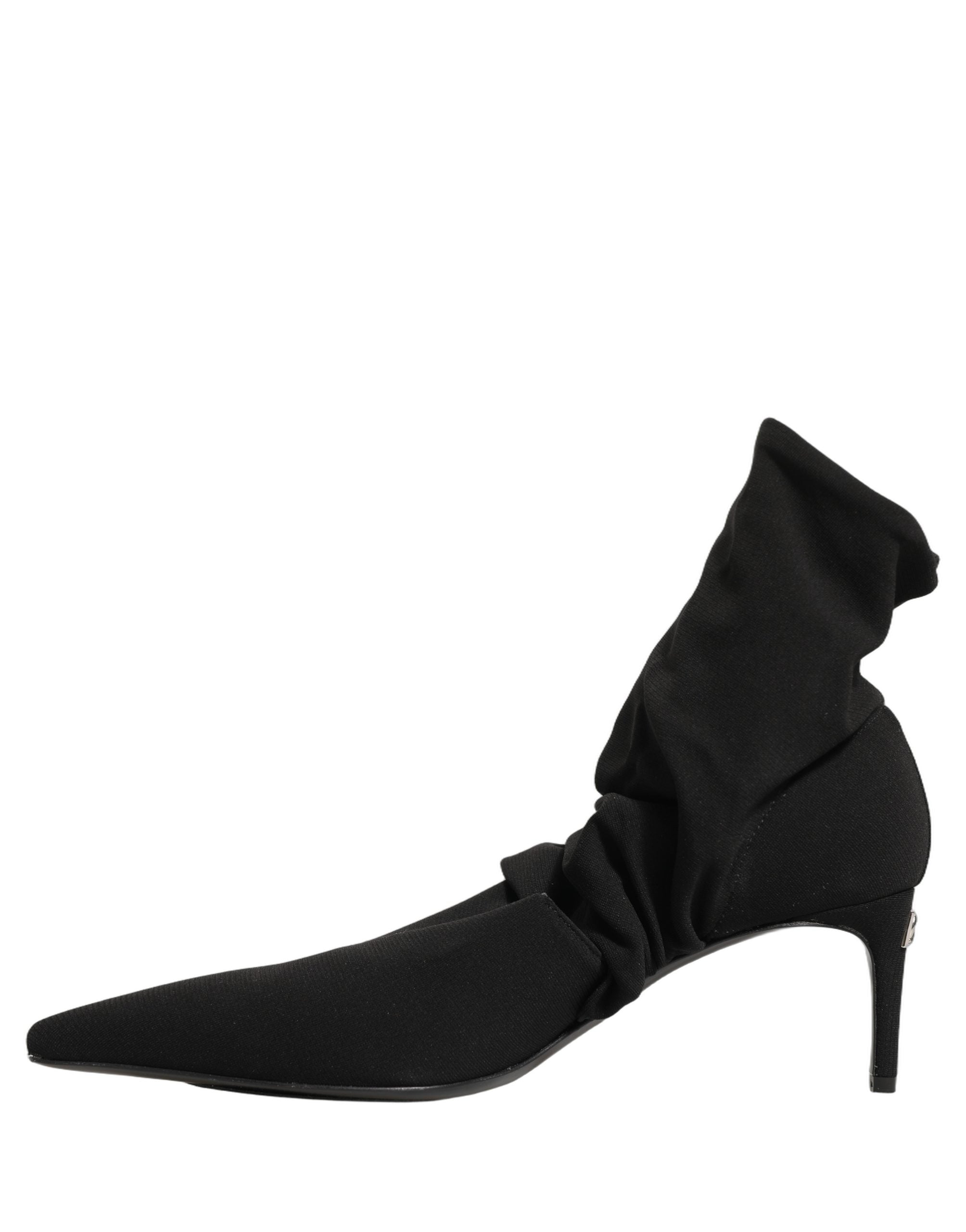 Dolce & Gabbana Black Stretch Socks Heels Ankle Boots Women's Shoes