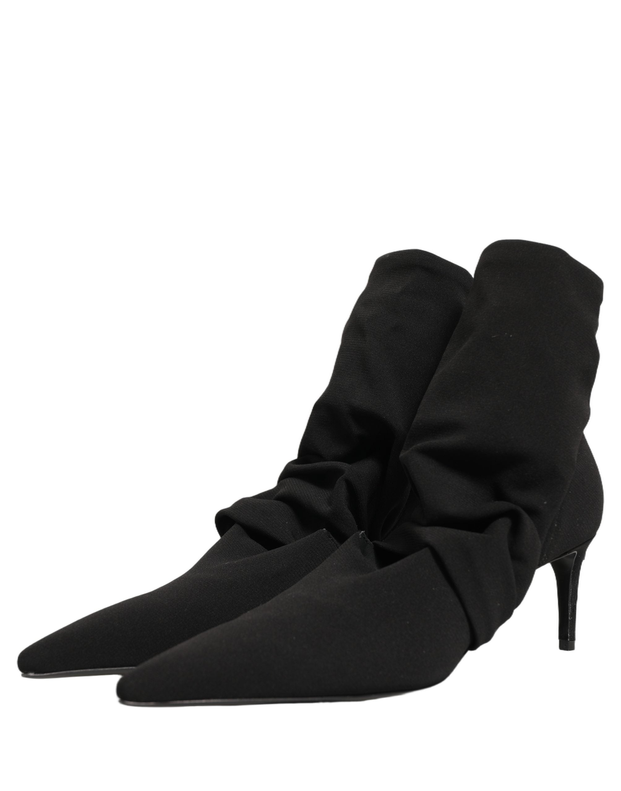 Dolce & Gabbana Black Stretch Socks Heels Ankle Boots Women's Shoes