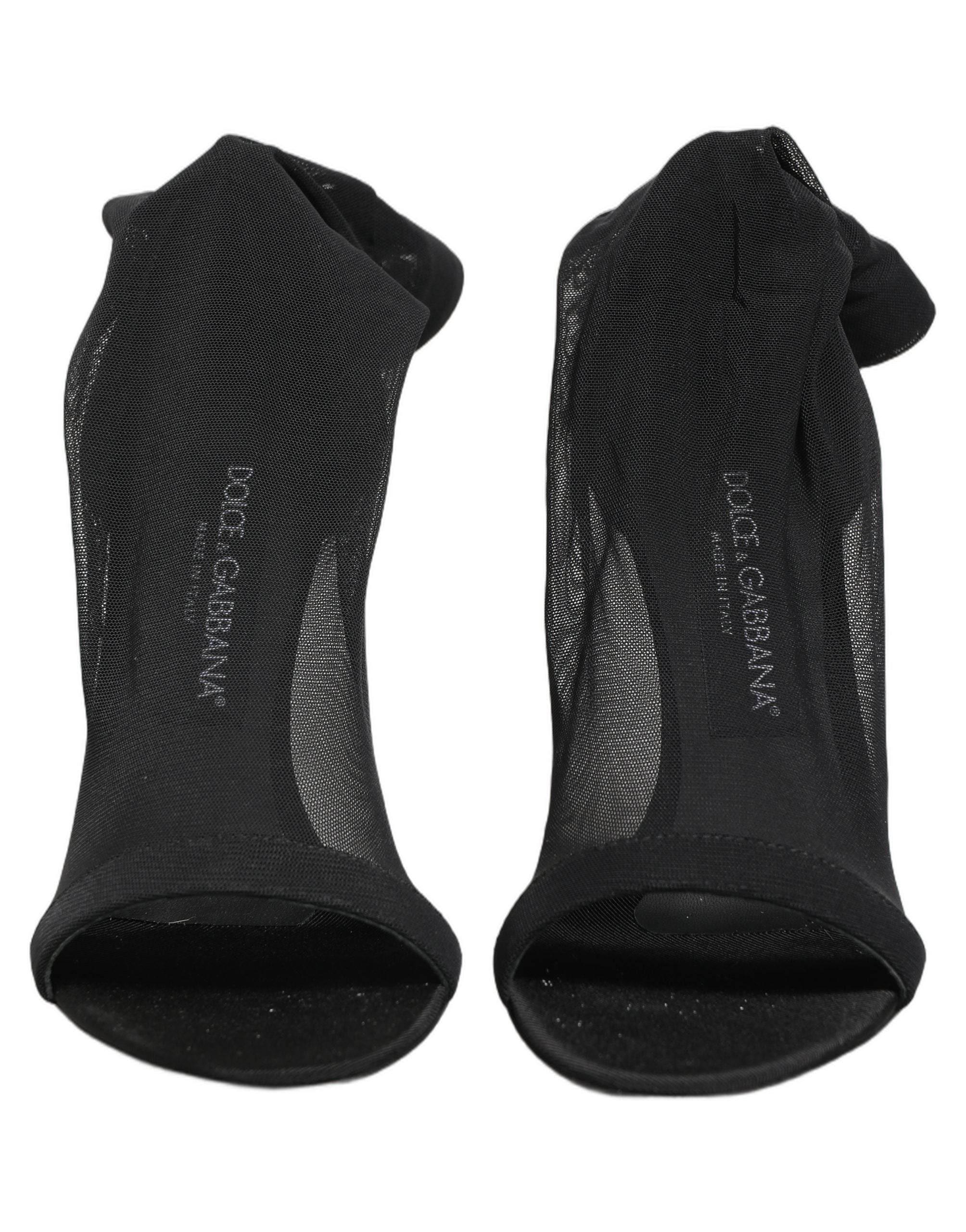 Dolce & Gabbana Black Nylon Mesh Sock Style Boots Women's Shoes