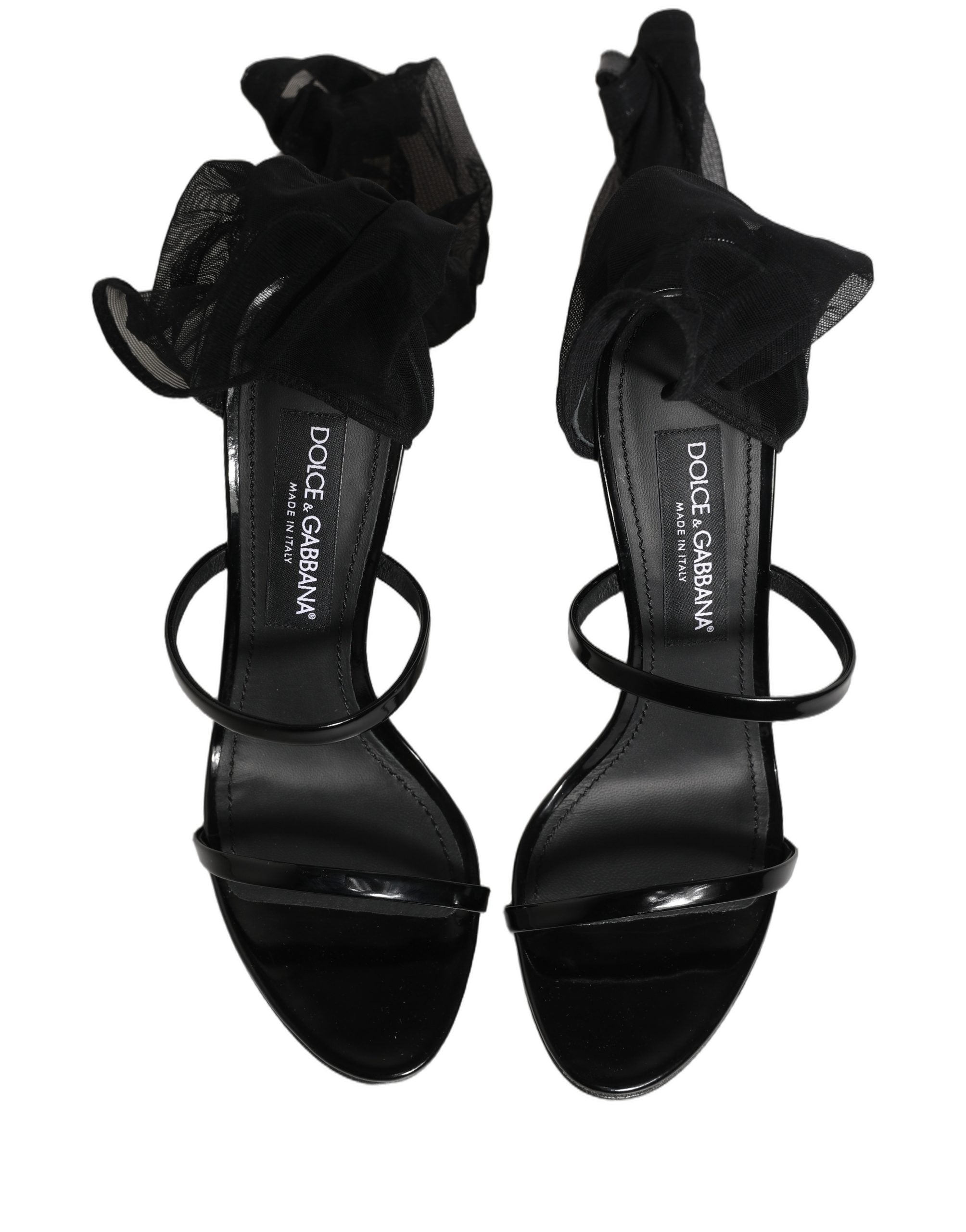 Dolce & Gabbana Black Stiletto Sandals Socks High Boots Women's Shoes (Pre-Owned)