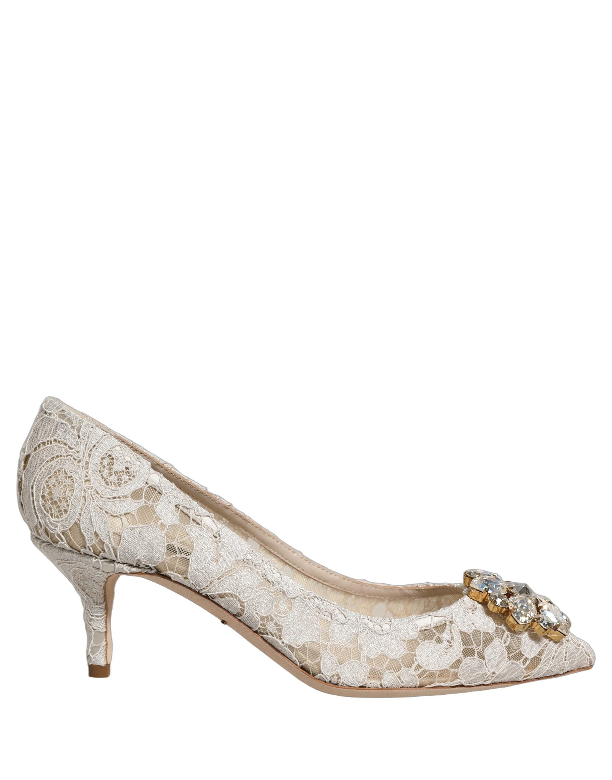 Dolce & Gabbana White Taormina Lace Crystal Pumps Women's Shoes (Pre-Owned)