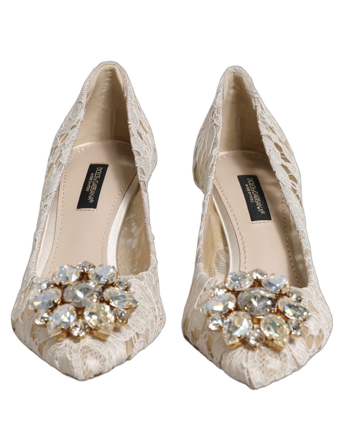 Dolce & Gabbana White Taormina Lace Crystal Pumps Women's Shoes (Pre-Owned)