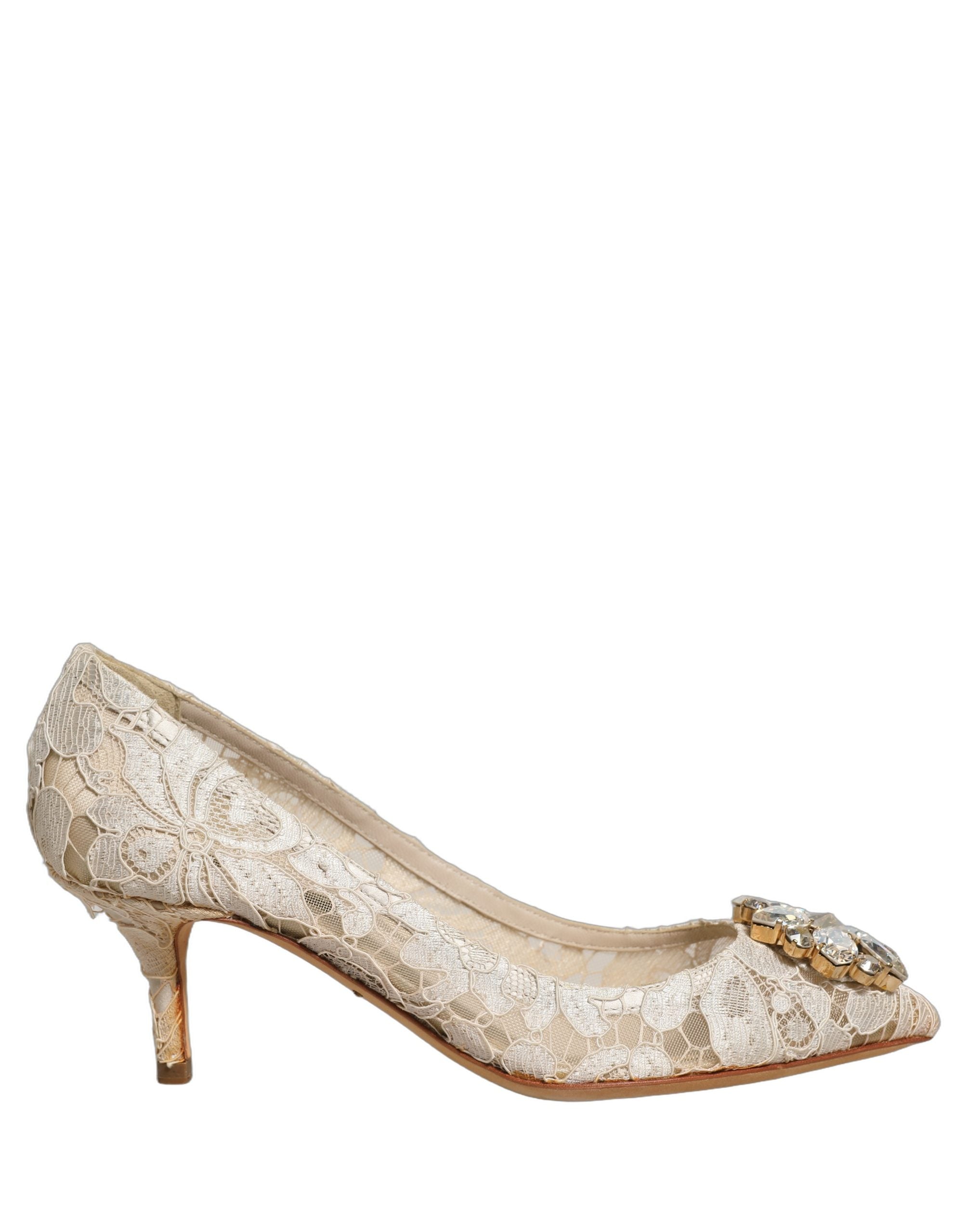 Dolce & Gabbana White Taormina Lace Crystal Pumps Women's Shoes (Pre-Owned)