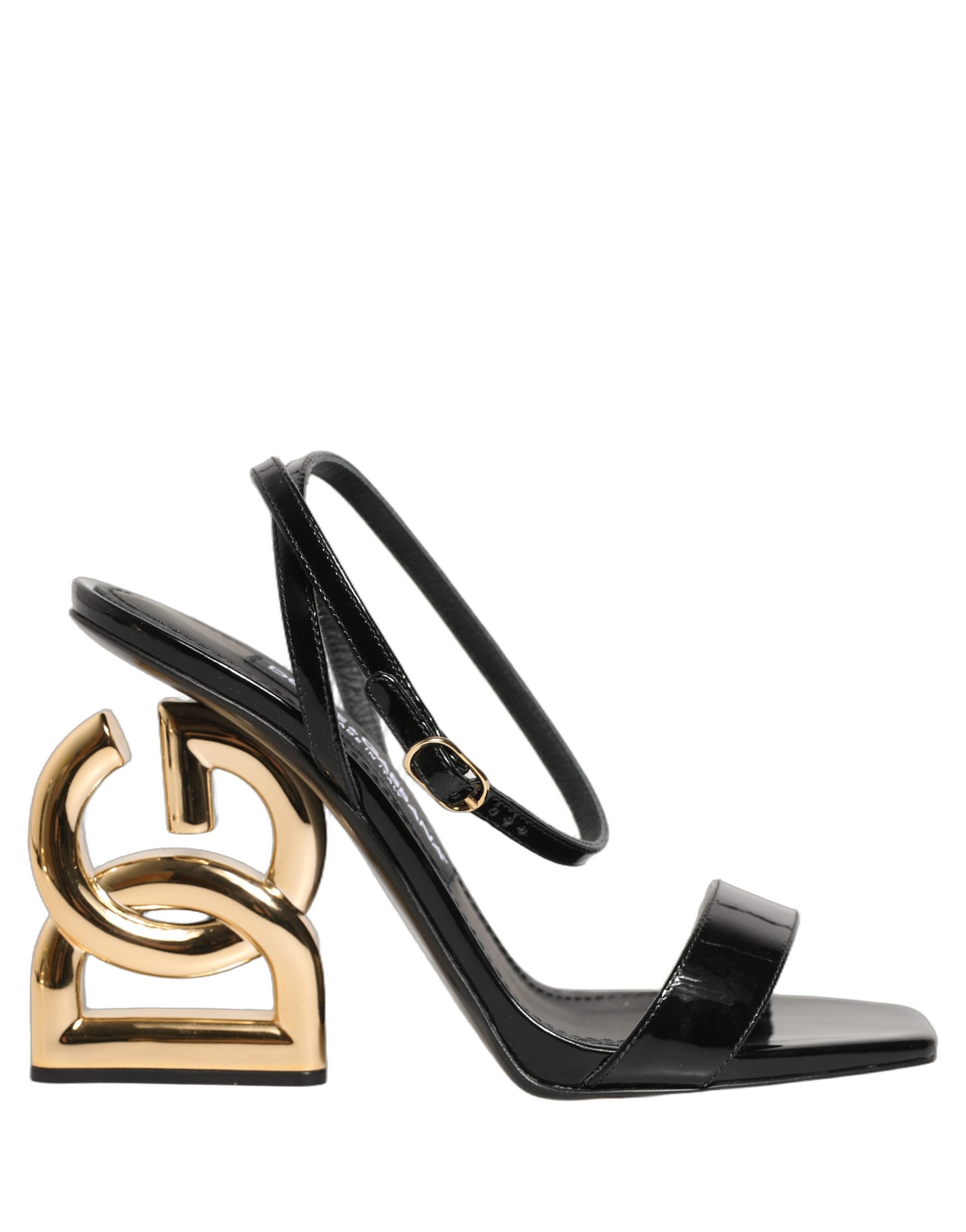 Dolce & Gabbana Black Leather Ankle Strap Heels Sandals Women's Shoes (Pre-Owned)