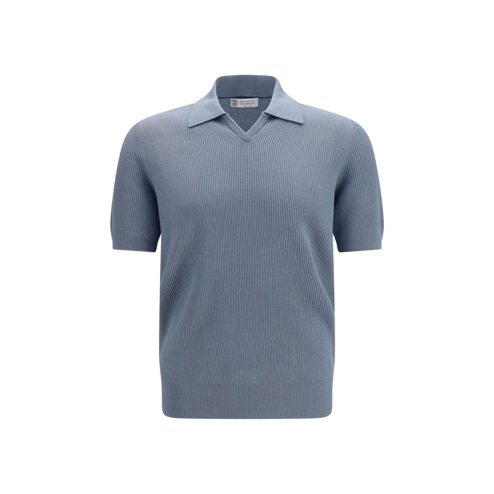 Brunello Cucinelli Blue Cotton Polo Men's Shirt