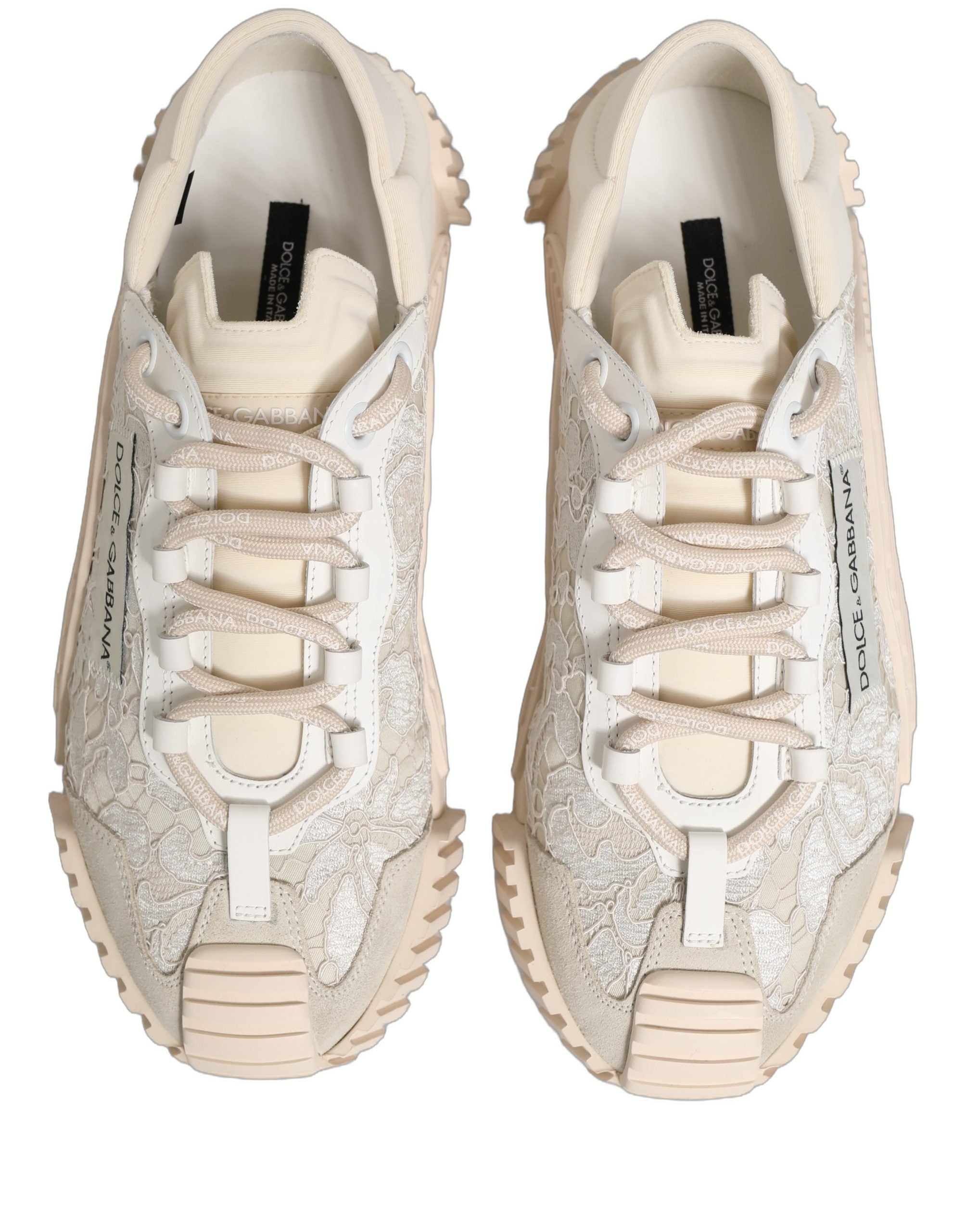 Dolce & Gabbana White Lace NS1 Low Top Sneaker Sports Women's Shoes