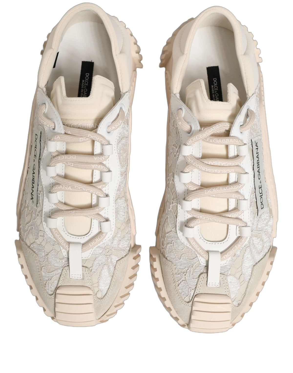Dolce & Gabbana White Lace NS1 Low Top Sneaker Sports Women's Shoes
