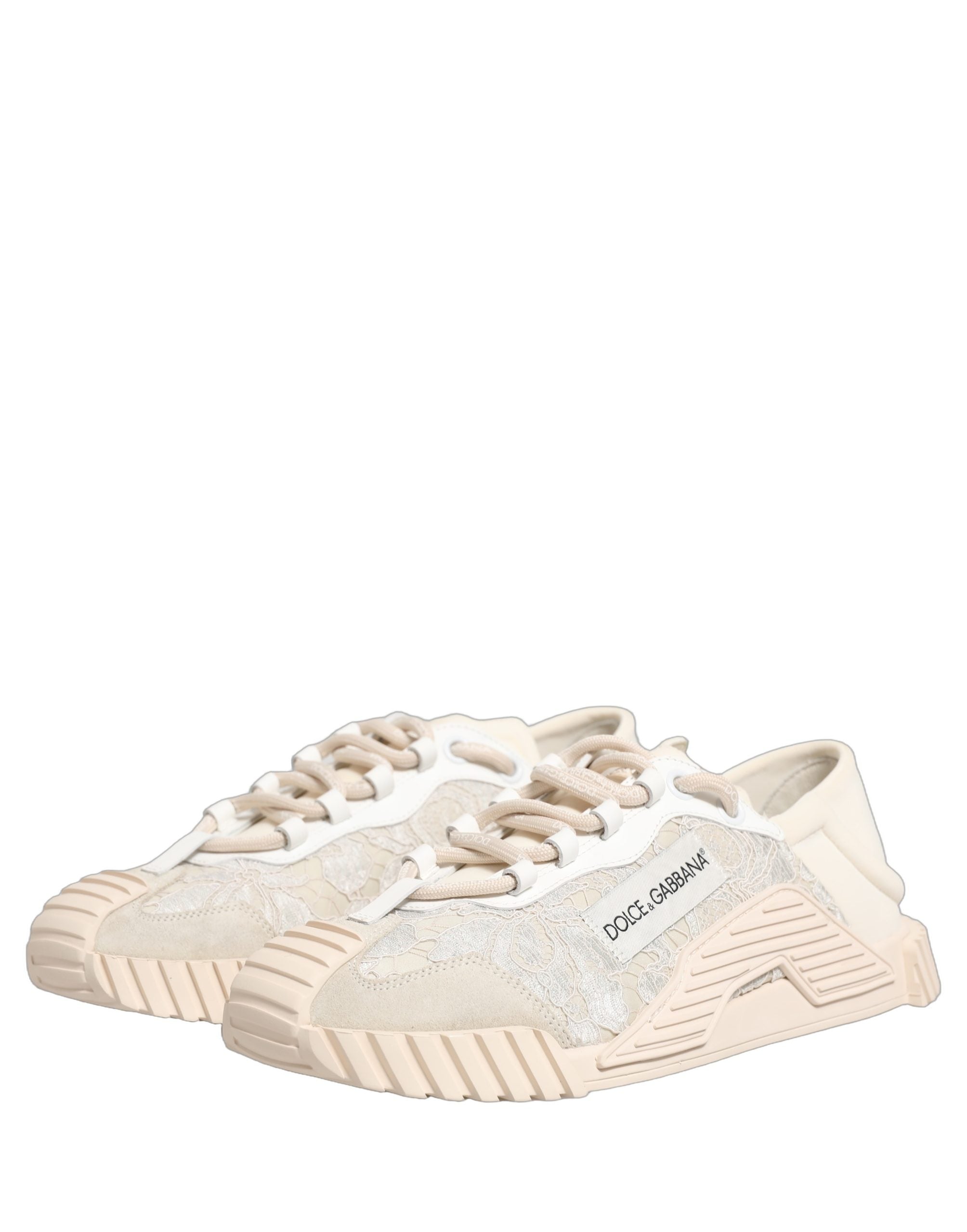 Dolce & Gabbana White Lace NS1 Low Top Sneaker Sports Women's Shoes