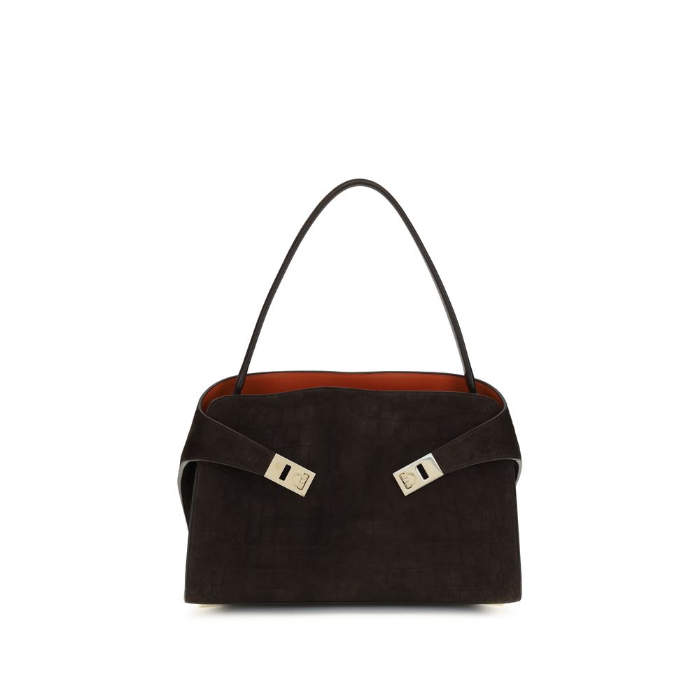 Ferragamo Brown Calf Leather Bos Taurus Shoulder Women's Bag