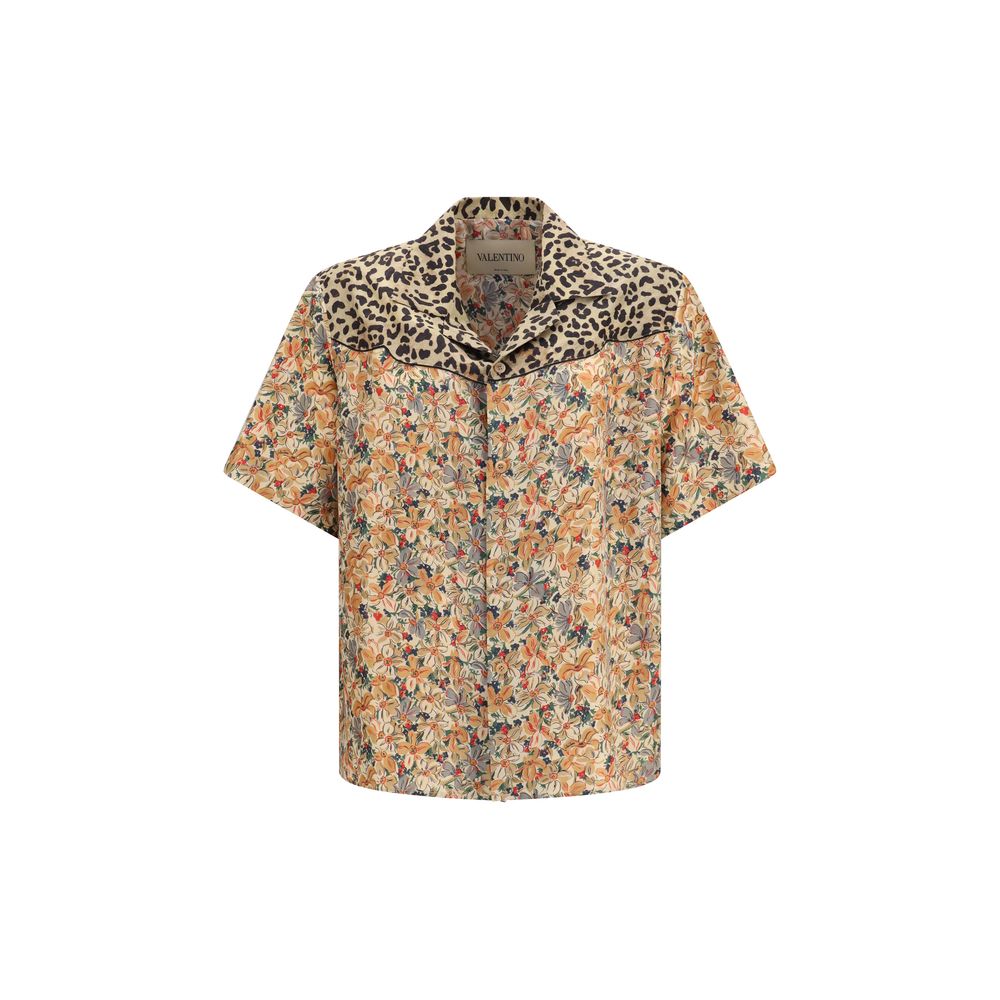 Valentino Multicolor Silk Pattern Men's Shirt