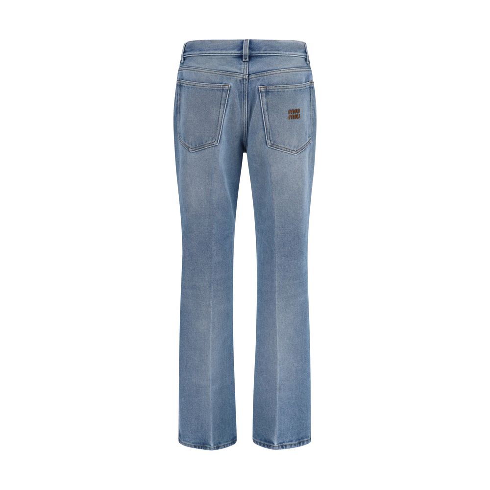 Miu Miu Blue Cotton Relaxed Fit Women's Jeans