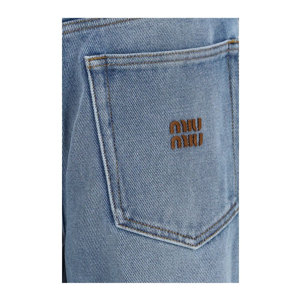 Miu Miu Blue Cotton Relaxed Fit Women's Jeans