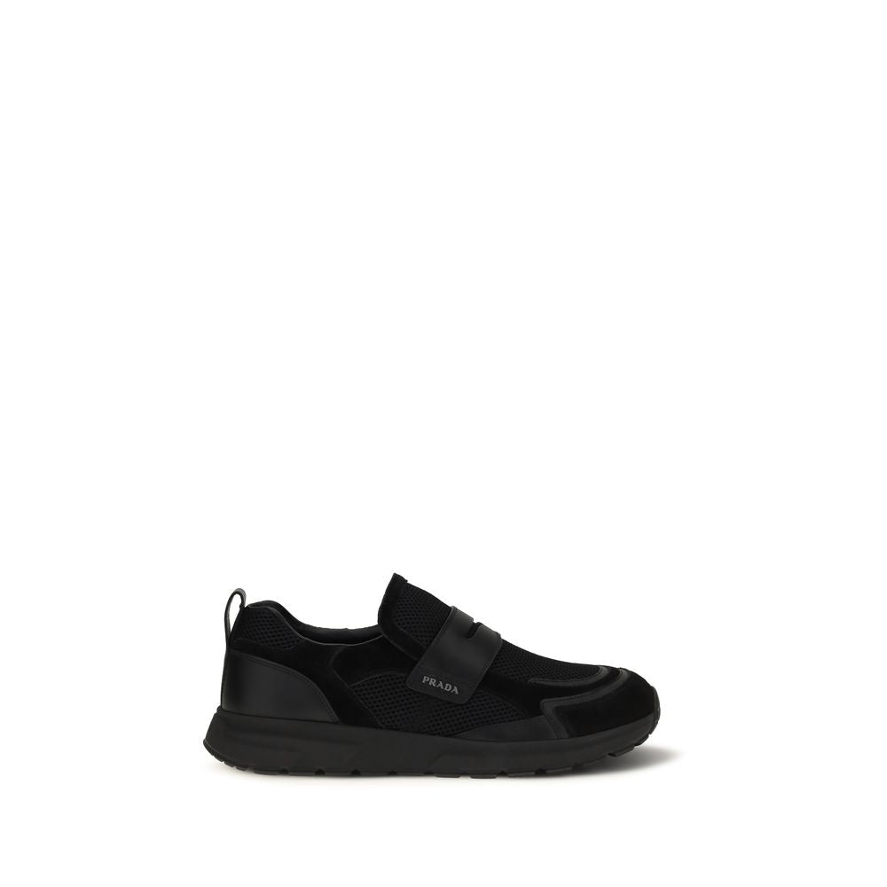 Prada Black Calf Leather Bos Taurus Athletic Men's Sneakers