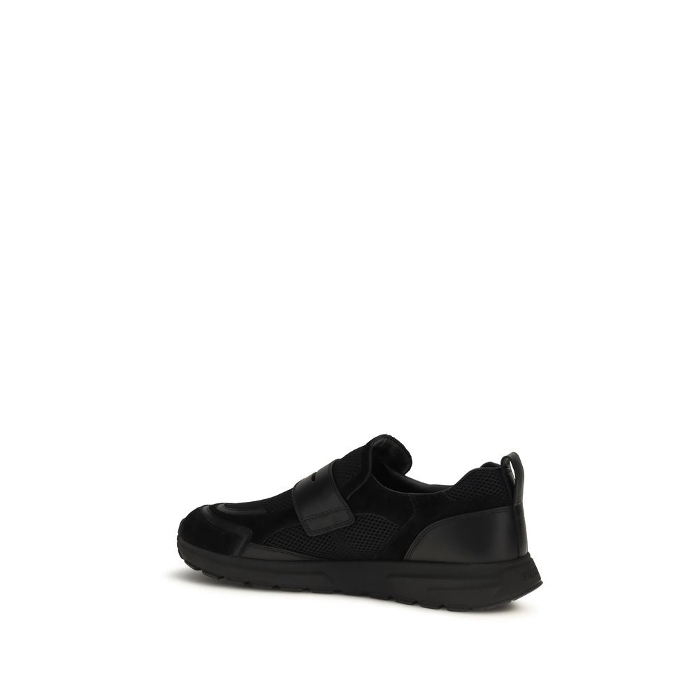 Prada Black Calf Leather Bos Taurus Athletic Men's Sneakers