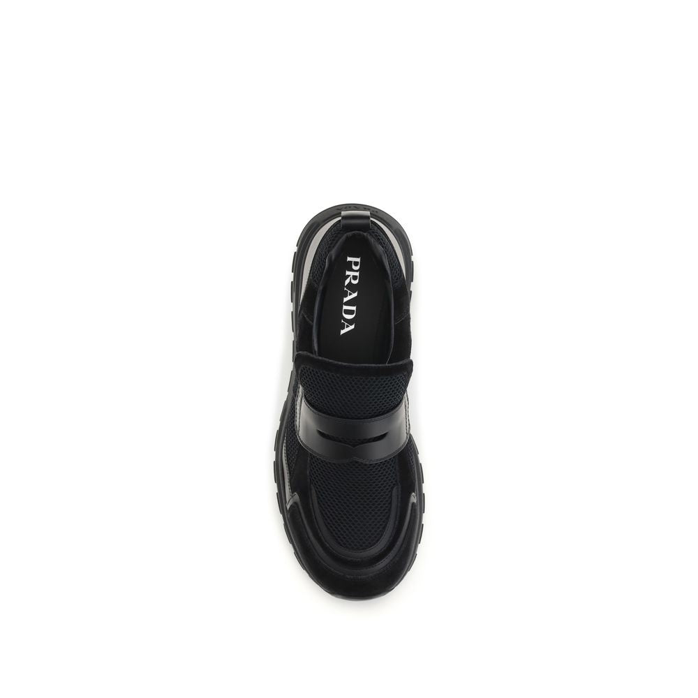 Prada Black Calf Leather Bos Taurus Athletic Men's Sneakers