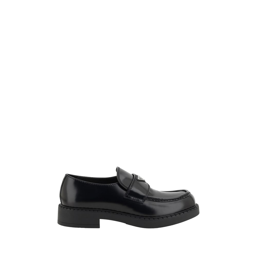 Prada Black Calf Leather Bos Taurus Platform Men's Loafers