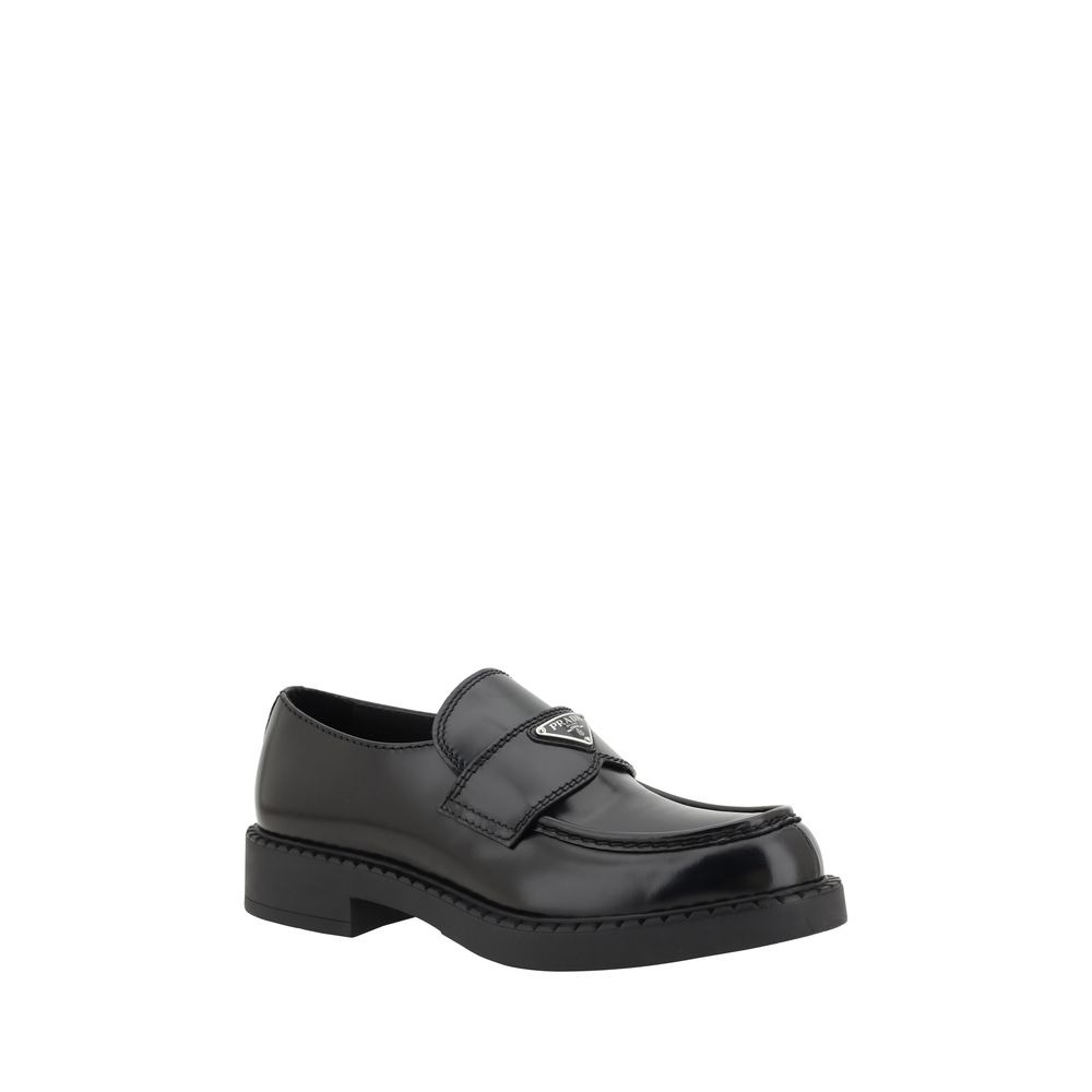 Prada Black Calf Leather Bos Taurus Platform Men's Loafers