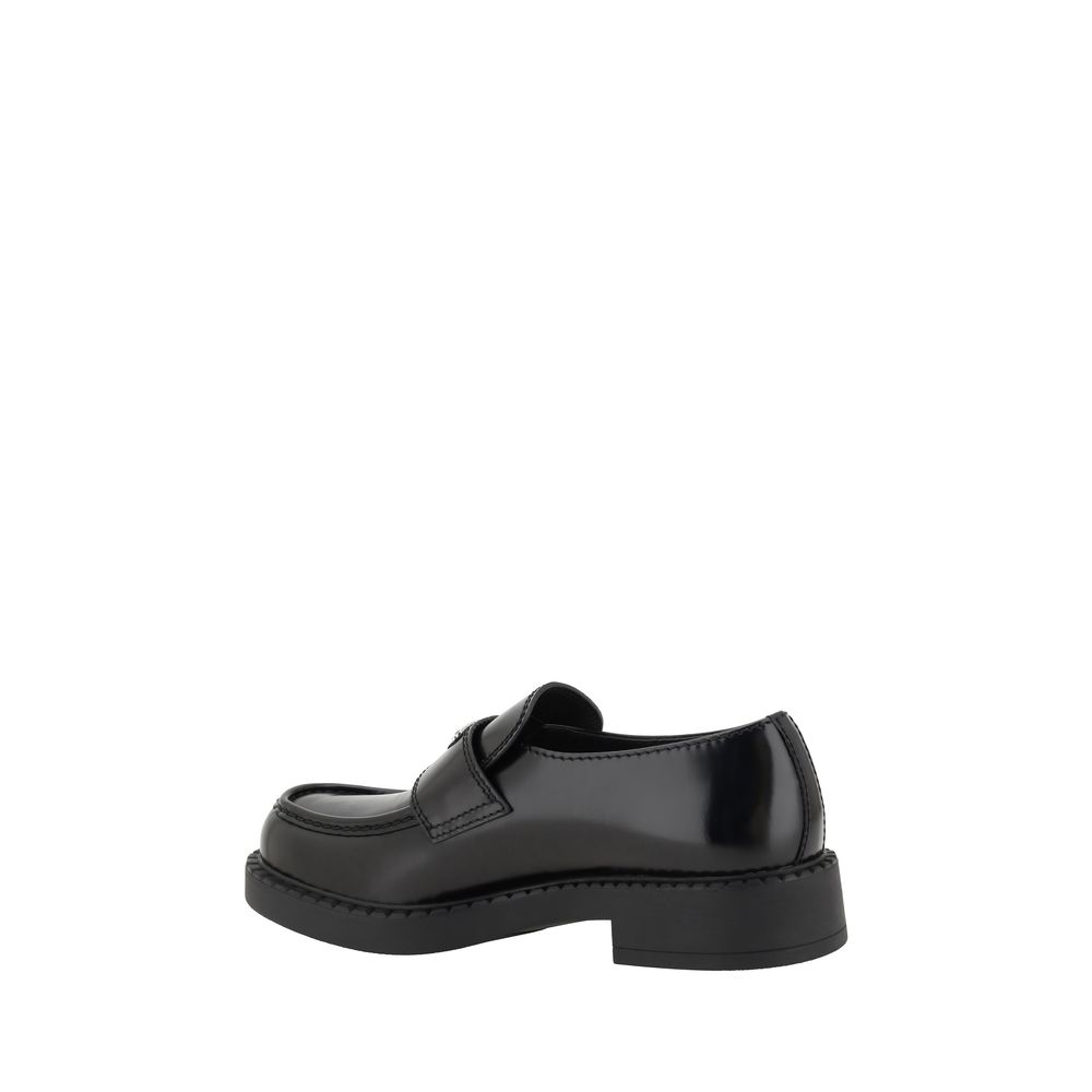 Prada Black Calf Leather Bos Taurus Platform Men's Loafers