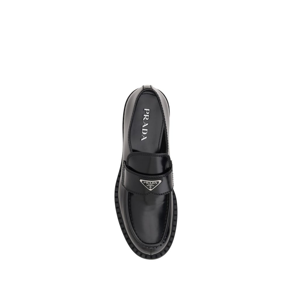 Prada Black Calf Leather Bos Taurus Platform Men's Loafers