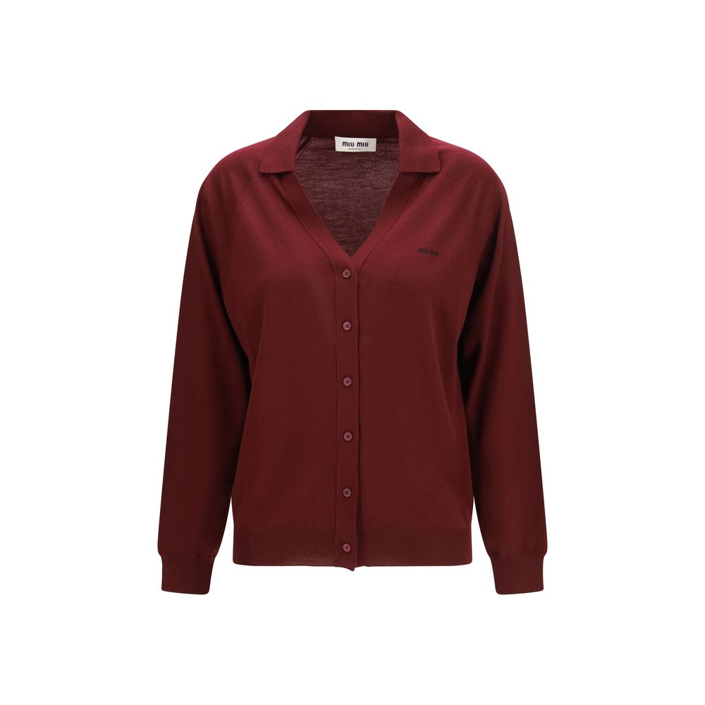 Miu Miu Bordeaux Wool Oves Aries Women's Cardigan