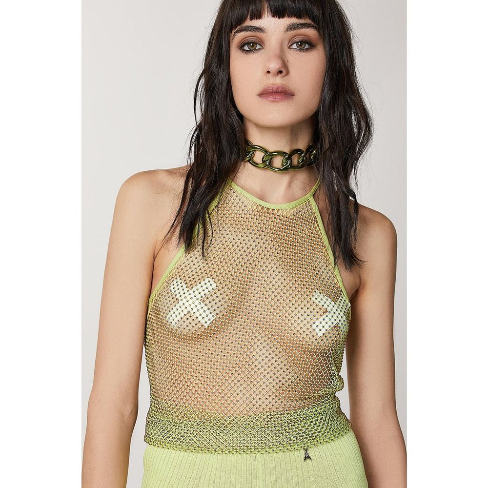 Patrizia Pepe Yellow Polyester Tank Women's Tops
