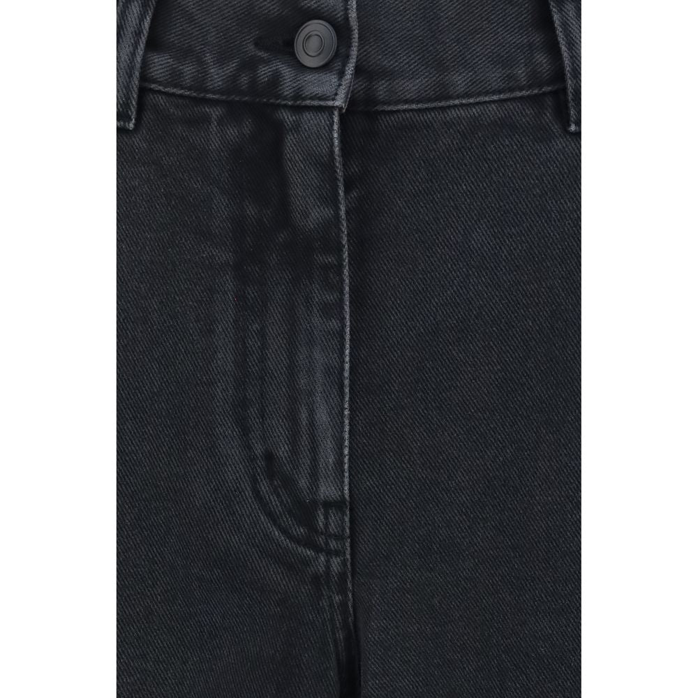 The Row Black Cotton Straight-Leg Women's Jeans