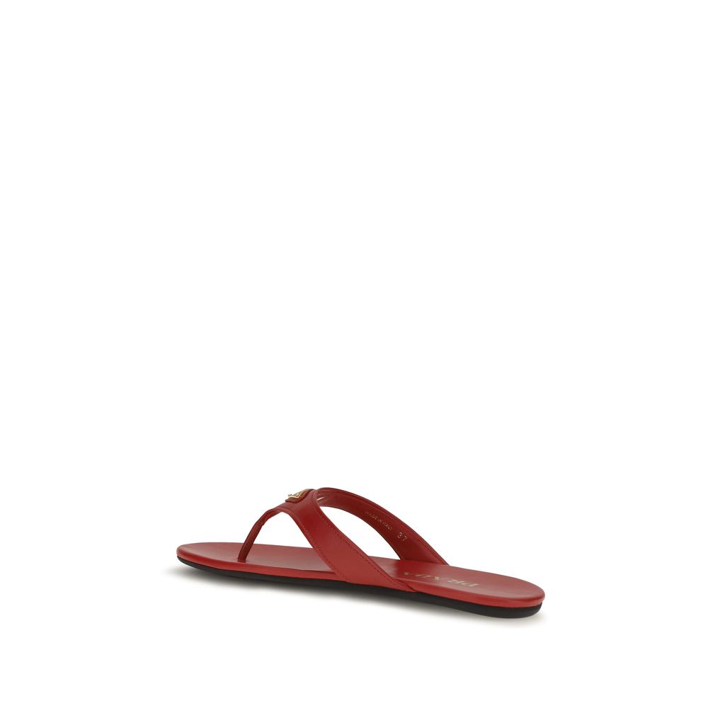 Prada Multicolor Calf Leather Bos Taurus Flat Women's Sandals