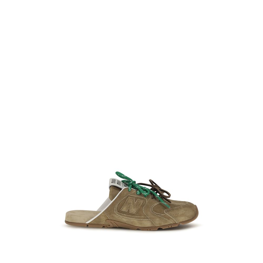 Miu Miu Beige Calf Leather Bos Taurus Athletic Women's Sneakers