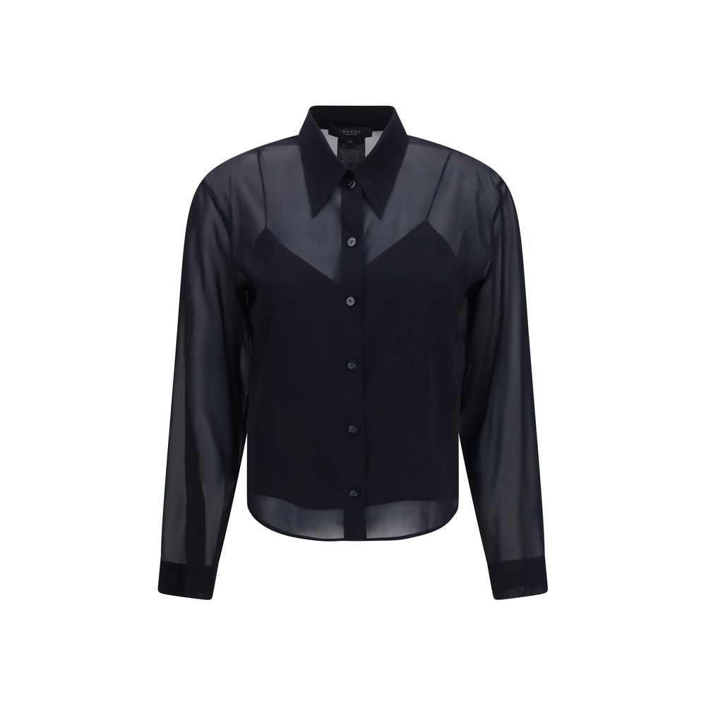 Gucci Black Silk Dress Women's Shirt