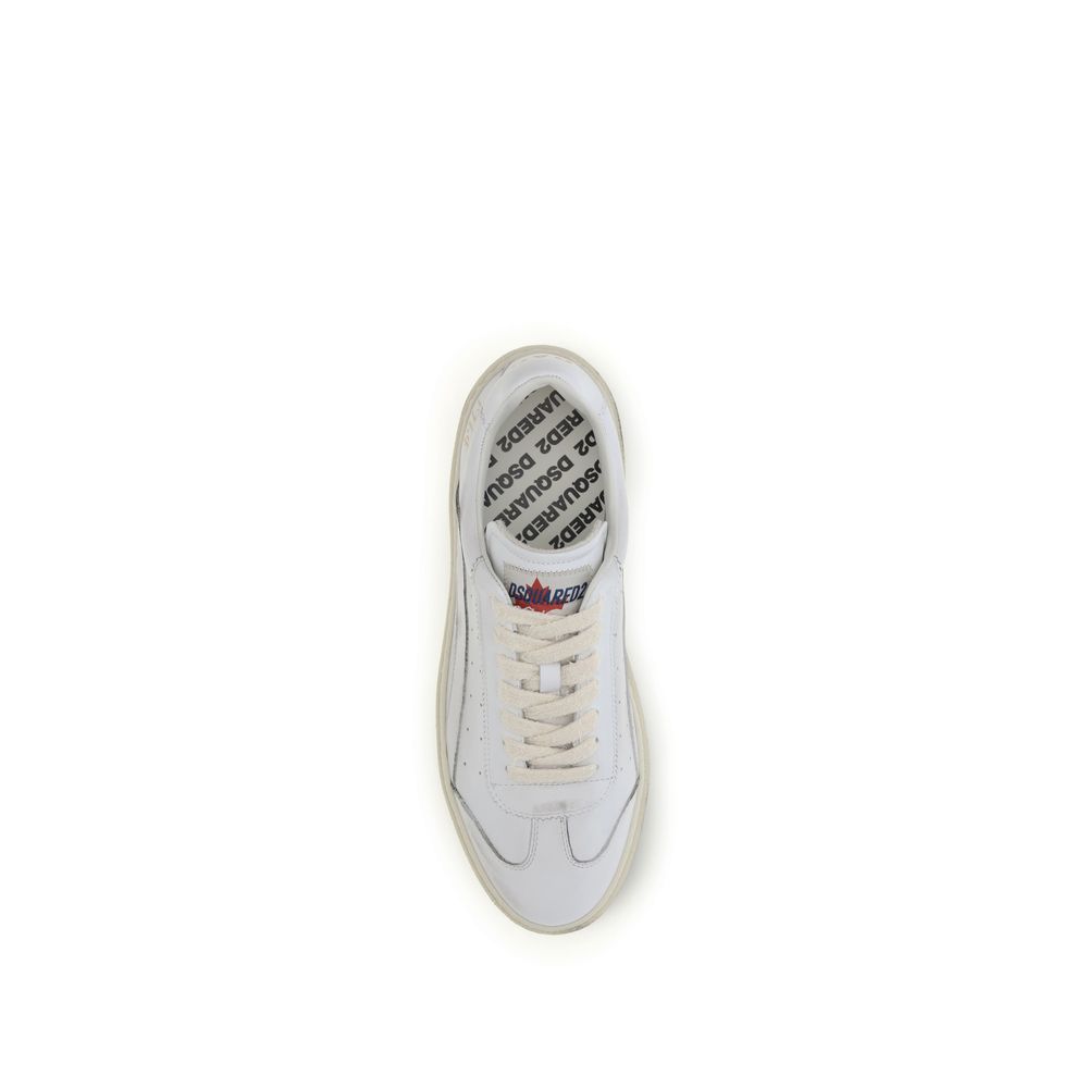 Dsquared² White Calf Leather Bos Taurus Low Top Men's Sneakers