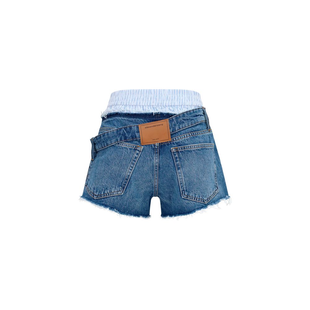 Alexander Wang Blue Cotton Bermuda Women's Shorts