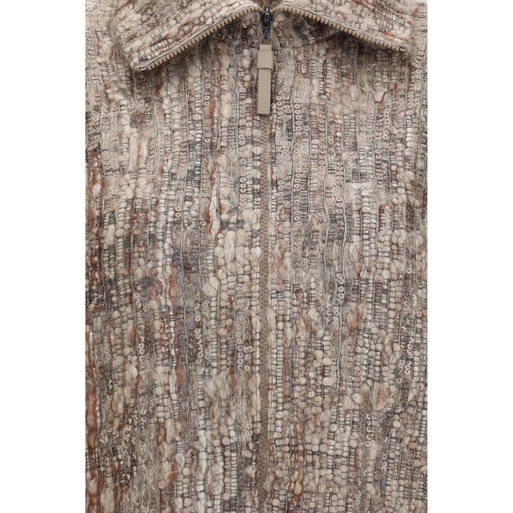Brunello Cucinelli Beige Mohair Women's Cardigan