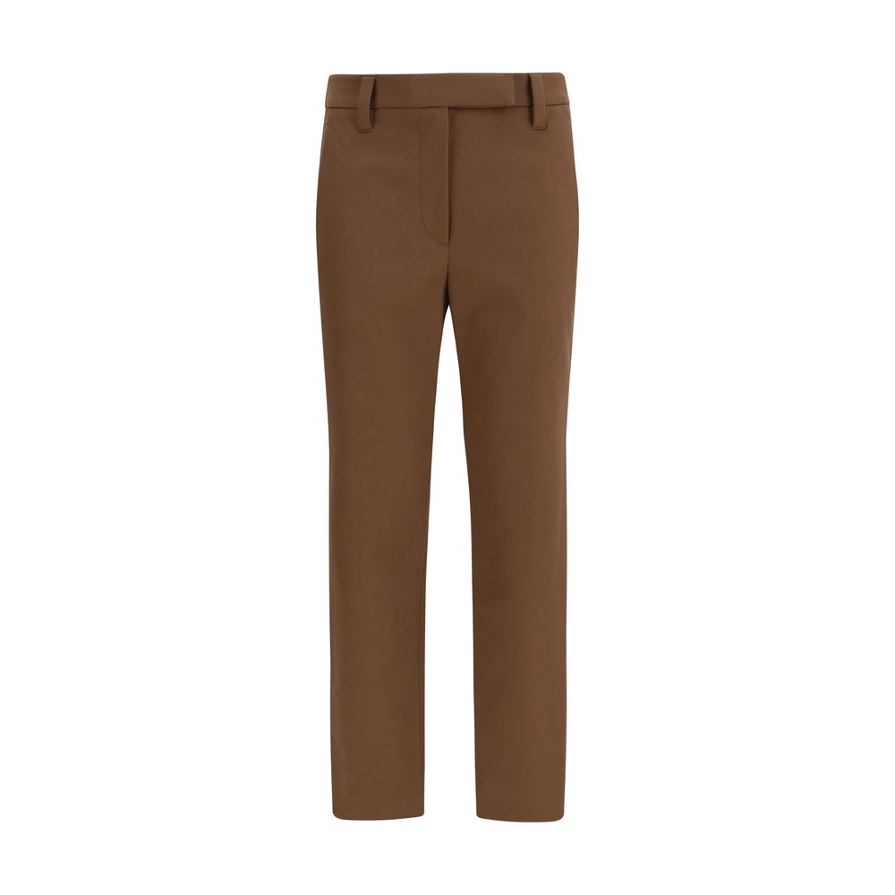 Brunello Cucinelli Brown Elastane Casual Women's Pants