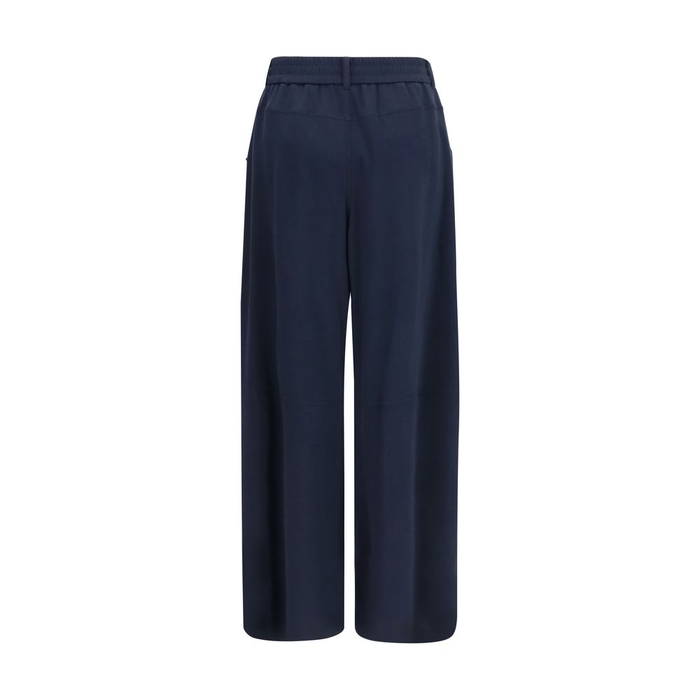 Brunello Cucinelli Blue Cotton Casual Women's Pants