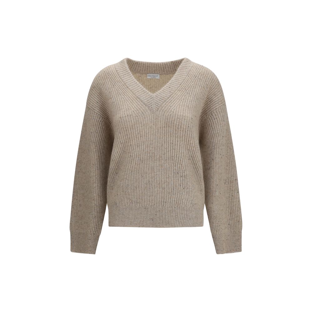 Brunello Cucinelli Beige Cashmere Women's Sweatshirt
