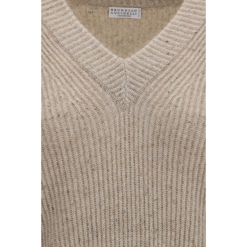Brunello Cucinelli Beige Cashmere Women's Sweatshirt