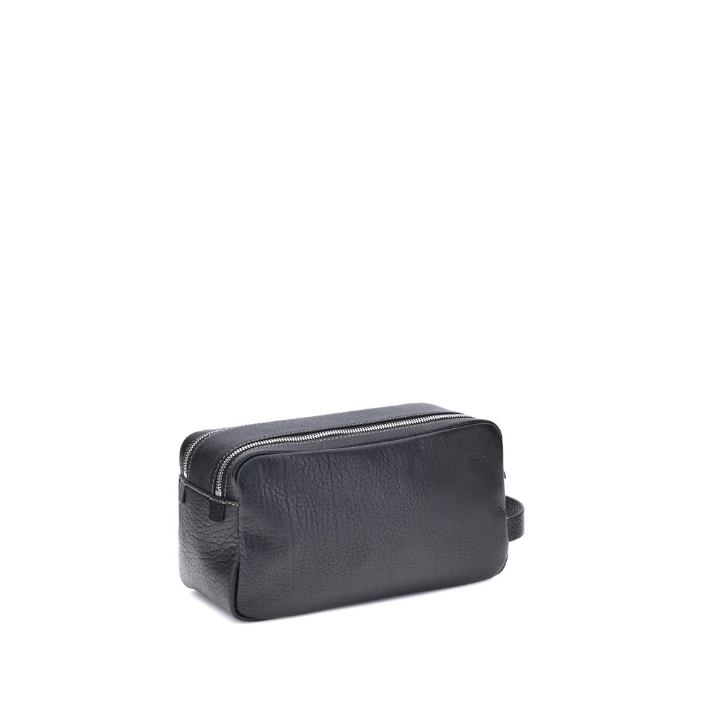 Brunello Cucinelli Black Calf Leather Bos Taurus Airpod Men's Holder