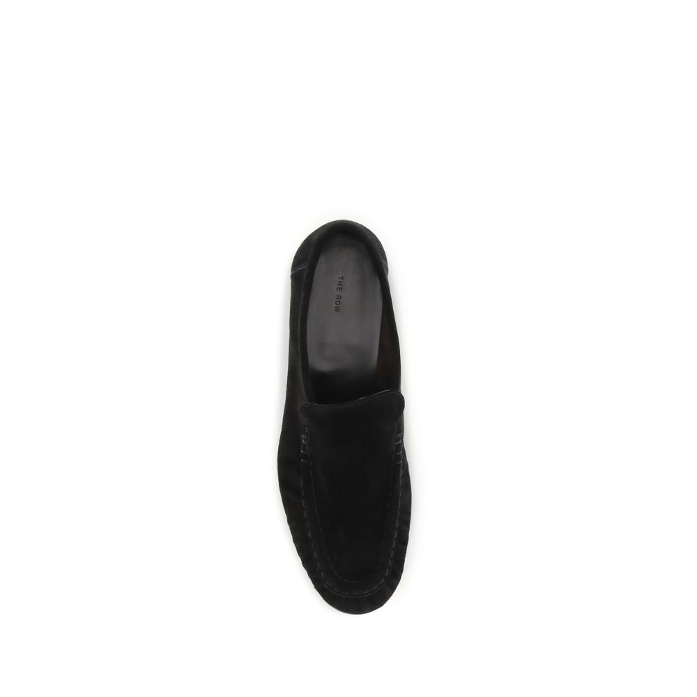 The Row Black Suede Leather Slip-On Women's Loafers