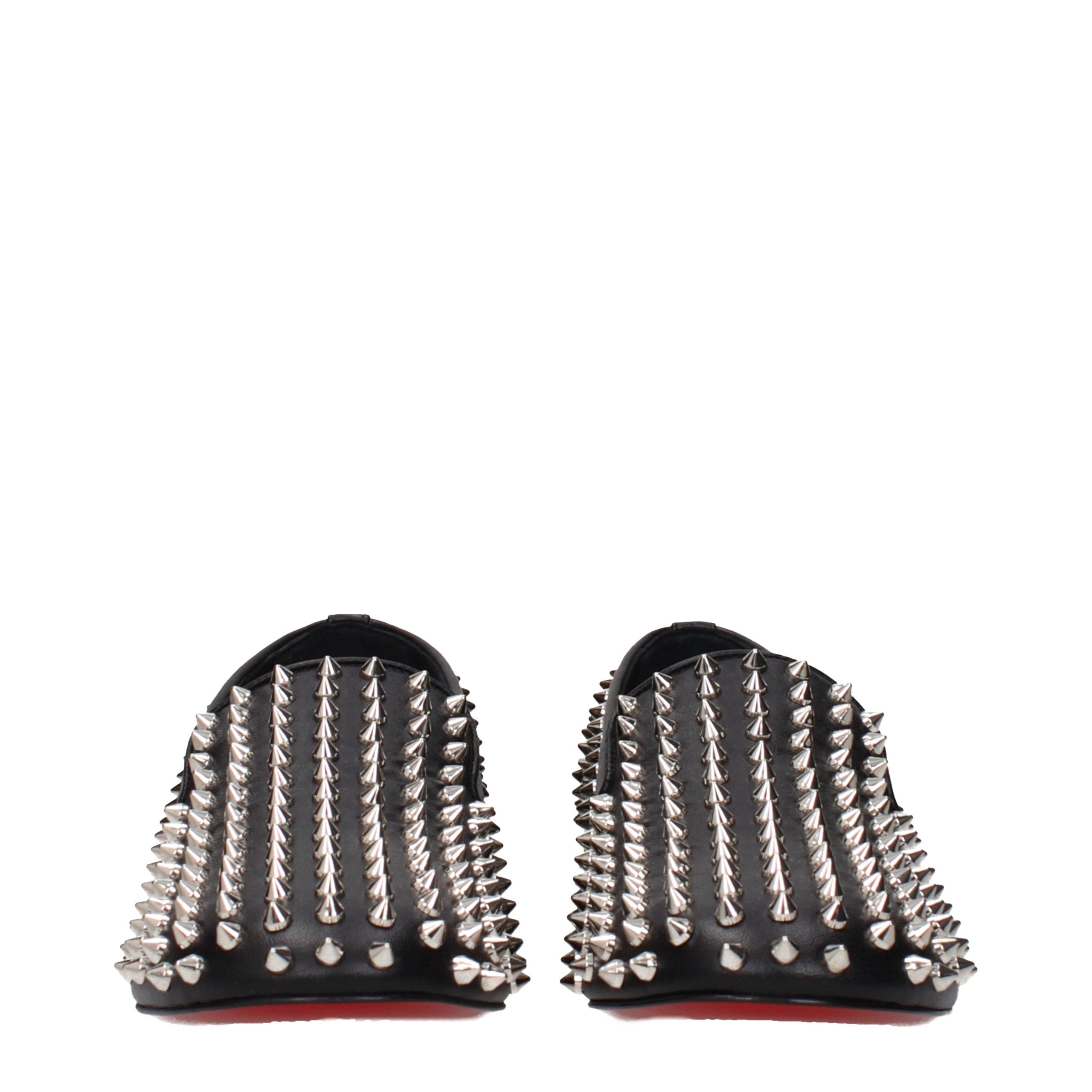Christian Louboutin Black Leather Slip-On Women's Loafers
