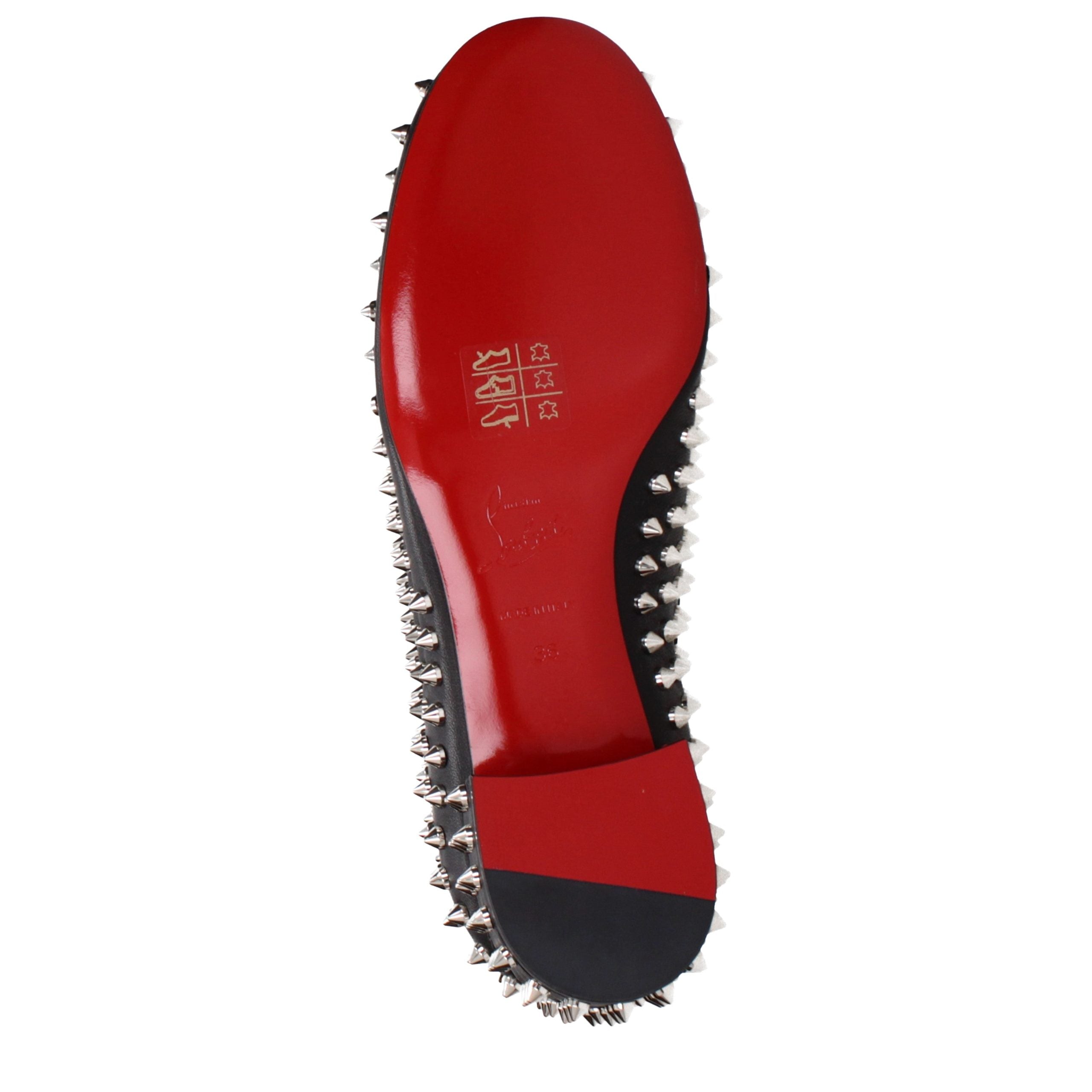 Christian Louboutin Black Leather Slip-On Women's Loafers