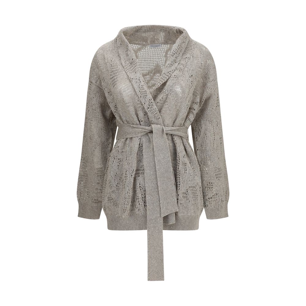 Brunello Cucinelli Beige Linen Women's Cardigan