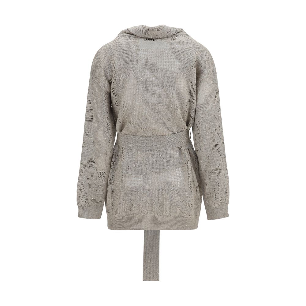 Brunello Cucinelli Beige Linen Women's Cardigan
