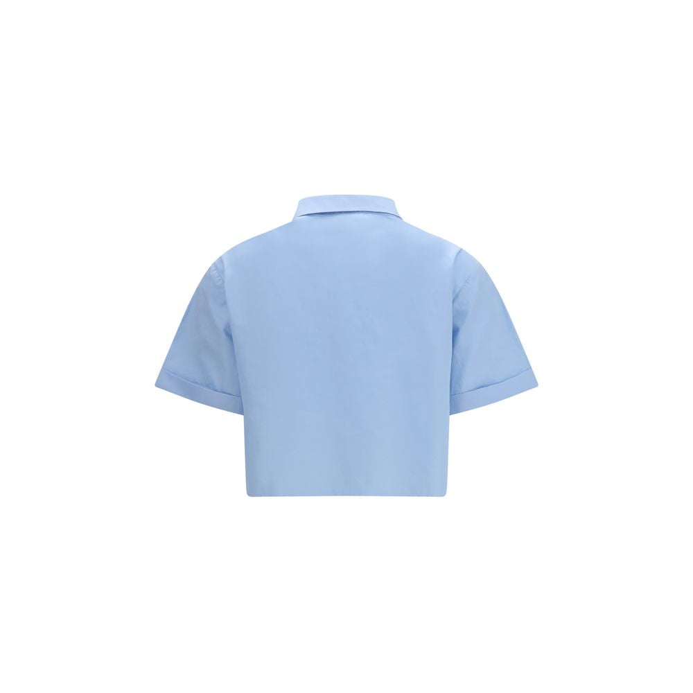 Miu Miu Blue Cotton Shortsleeve Women's Shirt