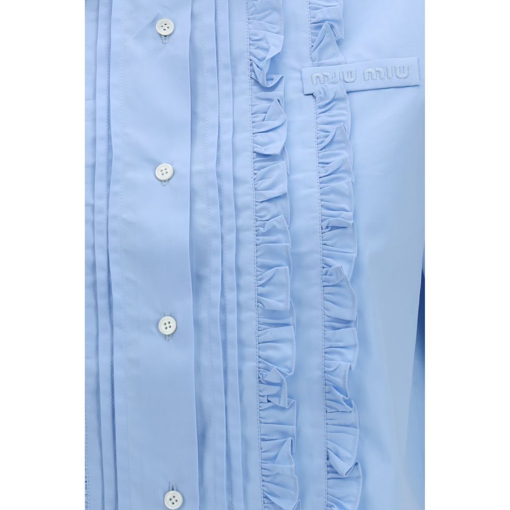 Miu Miu Blue Cotton Shortsleeve Women's Shirt