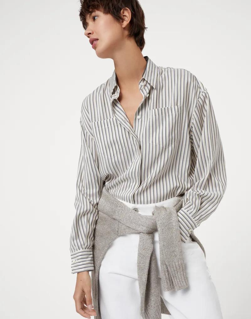Brunello Cucinelli Multicolor Silk Women's Shirt