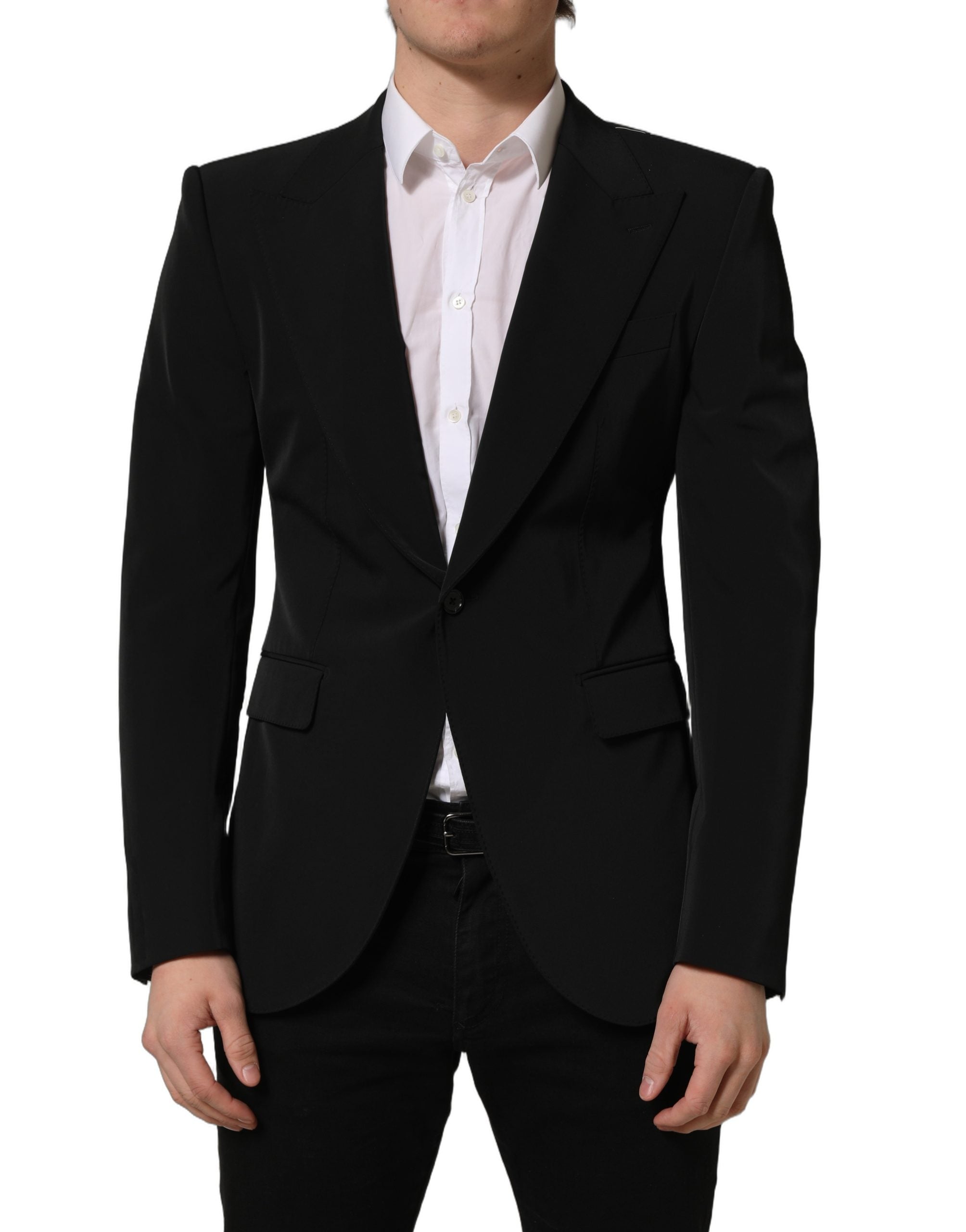 Dolce & Gabbana Black Single Breasted One Button Coat Men's Blazer (Pre-Owned)