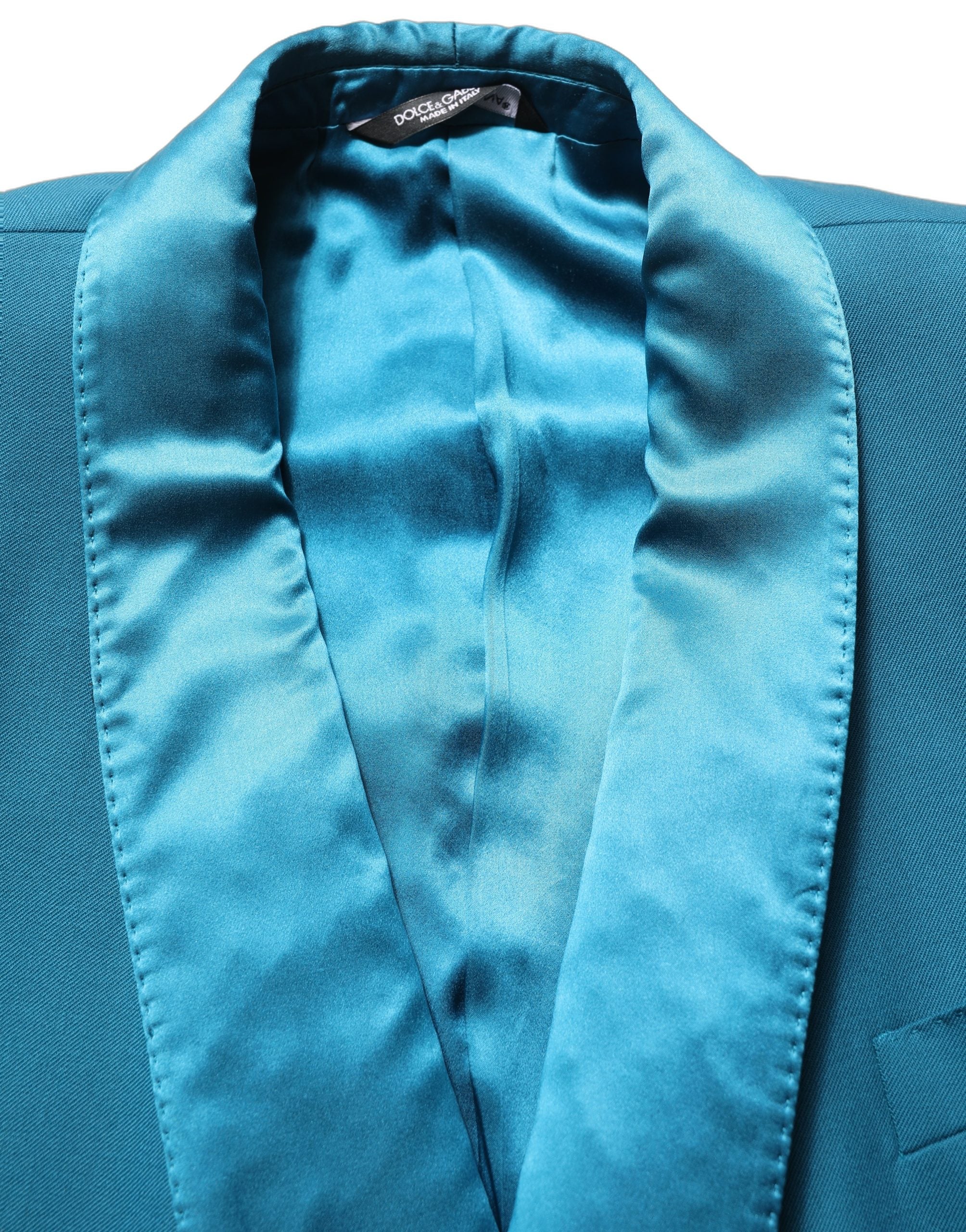 Dolce & Gabbana Teal Wool Double Breasted Formal Coat Men's Blazer