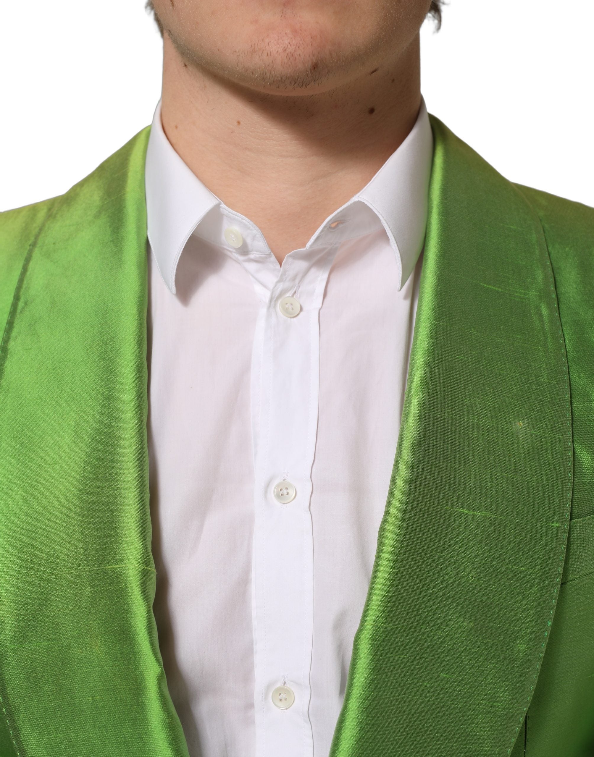 Dolce & Gabbana Green Silk SingleBreasted Embellished Men's Blazer (Pre-Owned)