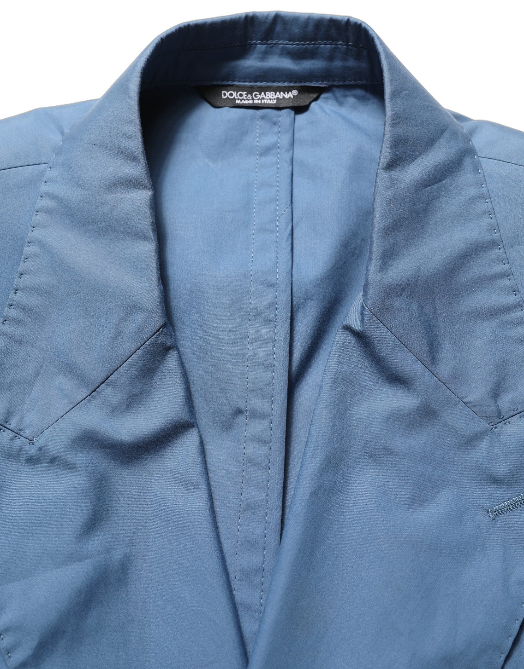 Dolce & Gabbana Blue Cotton Double Breasted Men Coat Men's Blazer